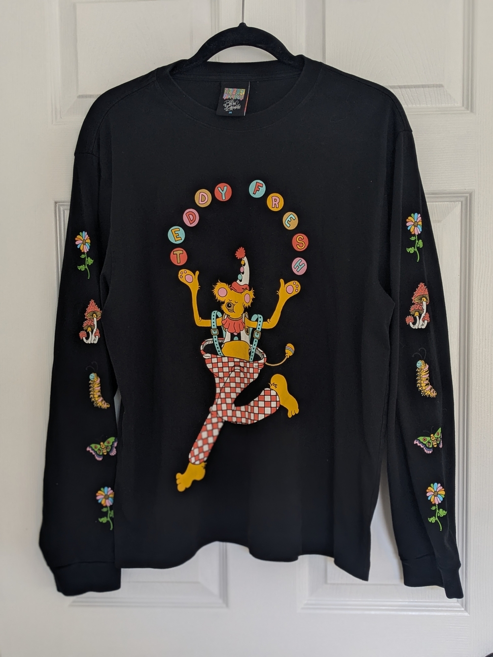 Teddy Freshx Brian Blomerth  Black Graphic Long Sleeve Shirt Clown Size Medium